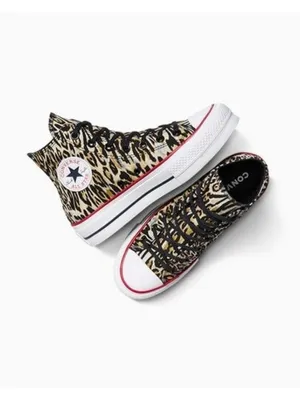Chuck Taylor CONVERSE All Star Lift Platform Leopard High Top Sneakers US 8.5 thumbnail 2