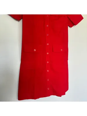 J. Crew Cotton Poplin Utility Shirt Dress in Festival Red Size 2 thumbnail 2