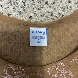 Elegant Tan Embroidered Tank Top Brown Size M thumbnail 2
