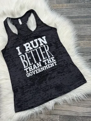 I Run Better Than The Government Running Racerback Tank Top Size Medium thumbnail 1