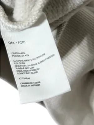 OAK + FORT West Coast Oversized Cotton Beige Pullover Sweatshirt Crew Top thumbnail 7