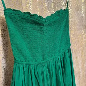 Aerie Kelly Green Smocked Strapless Midi Beachy Summer Dress XS NWT thumbnail 3