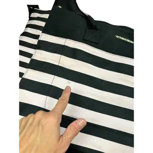 Victoria's Secret Black & White Striped Canvas Tote Bag With Handles thumbnail 4