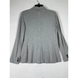 LOFT Cotton Knit Blazer Women S Heather Gray‎ Single Button Patch Pocket Jacket thumbnail 2