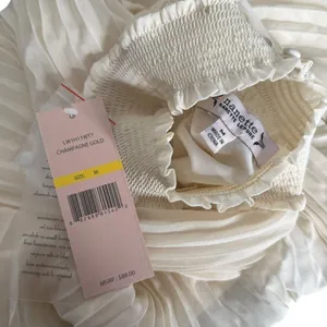Nanette Lepore Pleated Mock Neck Blouse Ivory Sleeveless Top Womens M Read thumbnail 2