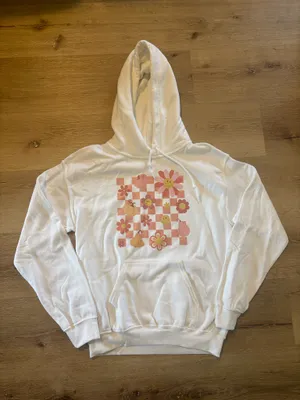 Gildan Fall Floral Checkered Graphic Hoodie thumbnail 1