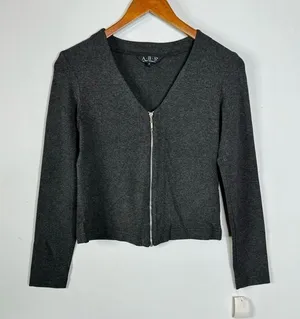 ABS by Allen Schwartz Front Zip Long‎ Sleeve Top Size Small Petite thumbnail 1