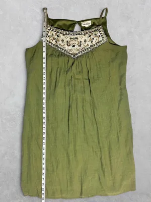 Westport Sage Green Embroidered Boho Dress L thumbnail 6