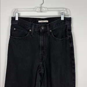 Levi’s 94 Baggy Wide Leg Jeans Women’s Size 27 Cropped Black Denim thumbnail 2