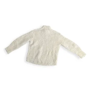 Madewell Womens Cream Colored Wool-Alpaca Blend Bouclé-Knit Oversized Sweater thumbnail 4