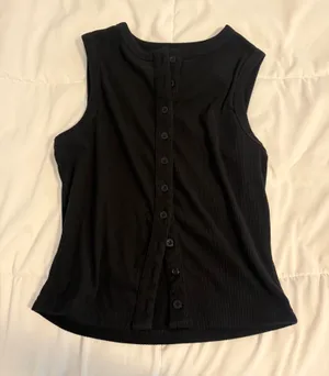 Black Button Tank Shein thumbnail 1