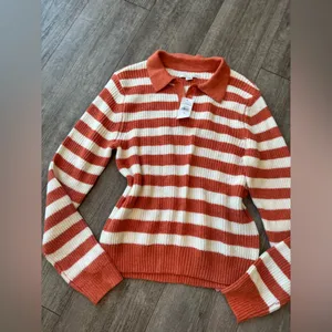 AMERICAN EAGLE Striped Orange and Cream Sweater thumbnail 5
