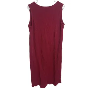Eileen Fisher Cozy Organic Cotton Waffle Knit Tank Dress Burgundy L Minimalist thumbnail 2