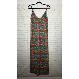 Maaji Bohemian Floral Print Maxi Dress Spaghetti‎ Strap V Neck Women's Size S thumbnail 2