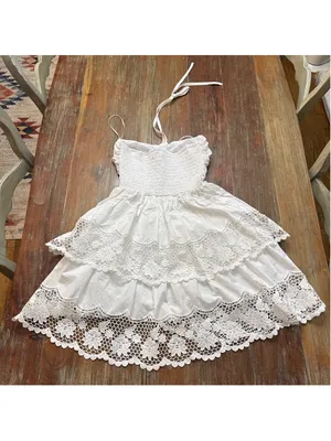 NWOT Steve Madden White Lace Halter Mini Dress Cotton Tiered Small Read thumbnail 12