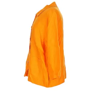 Flax by Jean Engelhart Orange Linen‎ Artsy Lagenlook Lightweight Jacket Size M thumbnail 4