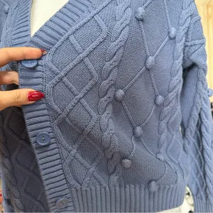 Forever 21 Cable Knit Cozy Chunky Cardigan Sweater Baby Blue Size Medium thumbnail 2