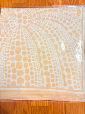 Women's Beige and Cream Polka Dot Satin Polyester Scarf thumbnail 4