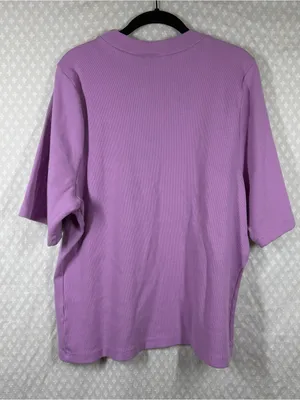 Anthropologie Maeve Purple Ribbed Half Sleeve Cotton Blend Mock Neck Top thumbnail 5