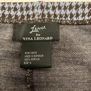 Lennie For Nina Leonard Houndstooth Skirt Fringe Trim Sz Large thumbnail 5