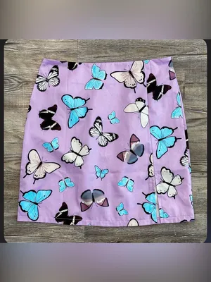 SHEIN Lilac Butterfly Print Mini Skirt thumbnail 2