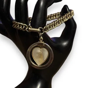 Vintage MOP The Lords Prayer Heart Charm Bracelet thumbnail 2
