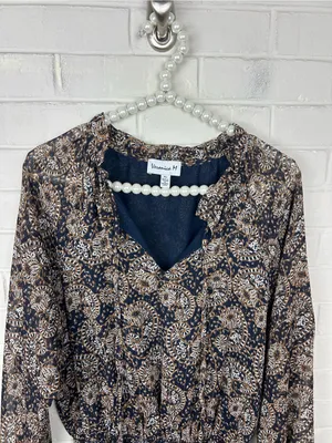 Veronica M Patterned Drop Waist Long Sleeve Dress Size XS thumbnail 3