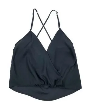 Nicki Minaj Black Spaghetti Strap Draped Flowy Crop Top Size XS‎ thumbnail 1