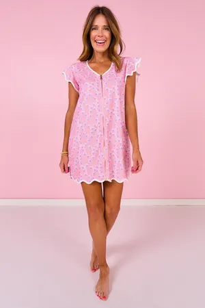 SSYS The Label Garden Vines Floral Cotton Material Flutter Sleeve Getting Ready Robe / Cover-Up Pink thumbnail 2