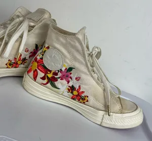 Converse X PatBo Floral High Top Sneakers Sz 5 Lace Up Embroidered thumbnail 11
