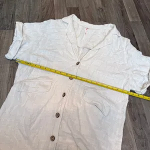 Free people linen gauze cotton button down oversized shirt M thumbnail 4