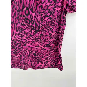 Juicy Couture Pink‎ Animal Print Short Sleeve Silk Blouse Women Size 2 thumbnail 3