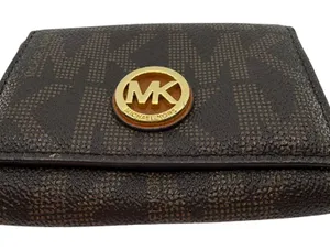 Michael Kors Compact Wallet Brown Signature Coated Canvas Wa thumbnail 1