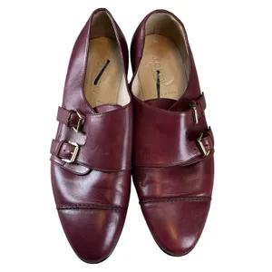 J.Crew Collection Womens Double Monk Strap Shoes Burgundy Leather Cap Toe 8‎ thumbnail 2