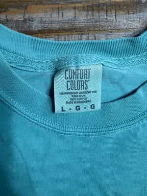 Comfort Colors Turquoise Smiley Face Tee with Floral Crown thumbnail 2
