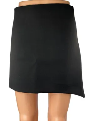 NEW Zara Women's Black Asymmetric High Waist Zipper Mini A-Line Skirt Size S thumbnail 1