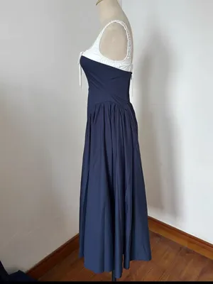 Moon River Colorblock Cotton Midi Dress, M thumbnail 4