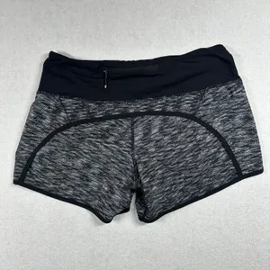 Lululemon Speed Up Shorts Women’s Size 4 Black Gray Space Dye Running Athletic thumbnail 2