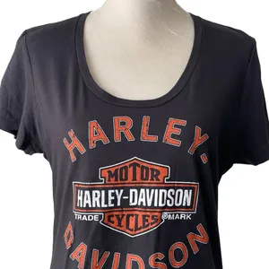 Harley Davidson Black Tee Shirt Women’s Size L Bratislava Slovakia Round Neck thumbnail 2