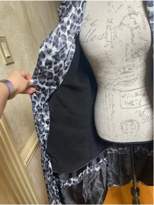 ABS Silver Label Black Grey Leopard Print Belted Trench Coat Jacket XS Statement thumbnail 14