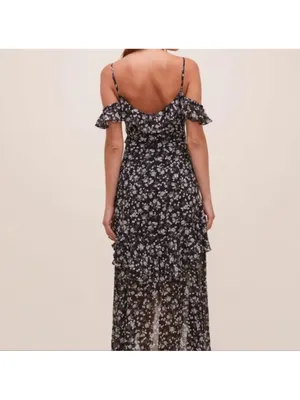ASTR‎ The Label Floral Print High/Low Tiered Ruffle Maxi Dress Size Small thumbnail 4