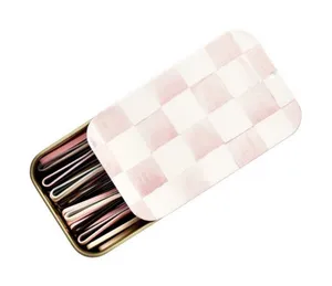New Goody MacKenzie Childs Matchbox Pink Courtly Check Keepsake Tin Bobbies 20ct thumbnail 1