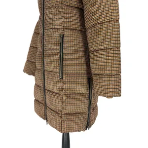 C-RO Denmark Houndstooth‎ 2-Way Stretch Puffer Coat with Faux Fur Hood Size 4 thumbnail 9