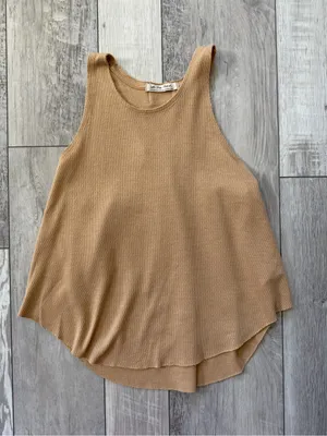 Free People We the Free Neutral Cottage Core Cool It Thermal Knit Tank- medium thumbnail 1