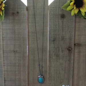 AEO Turquoise Stone Necklace Pendant Deco Chain thumbnail 6
