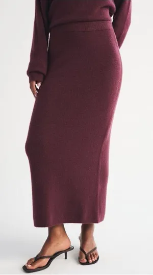 a new day Ribbed Knit Maxi Skirt in Deep Burgundy thumbnail 1