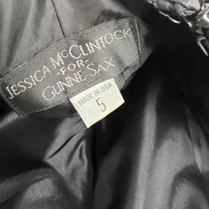 Vintage Gunne Sax Jessica McClintock Black Prom Mini Dress Ribbon Goth Retro Y2K thumbnail 6