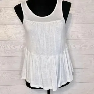 Freebird White Layered Tank Top Keyhole Tie Back Sleeveless Boho Sz Small thumbnail 2