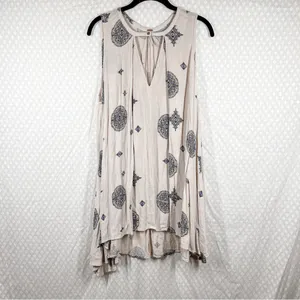 Free People Cream Black Diamond Print‎ Tree Swing Dress thumbnail 2