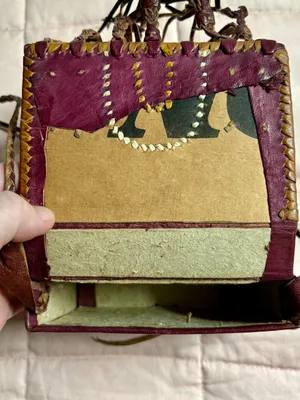 Vtg Handmade Tuareg Leather Fringe Crossbody Bag - African Tribal Boho Festival thumbnail 4